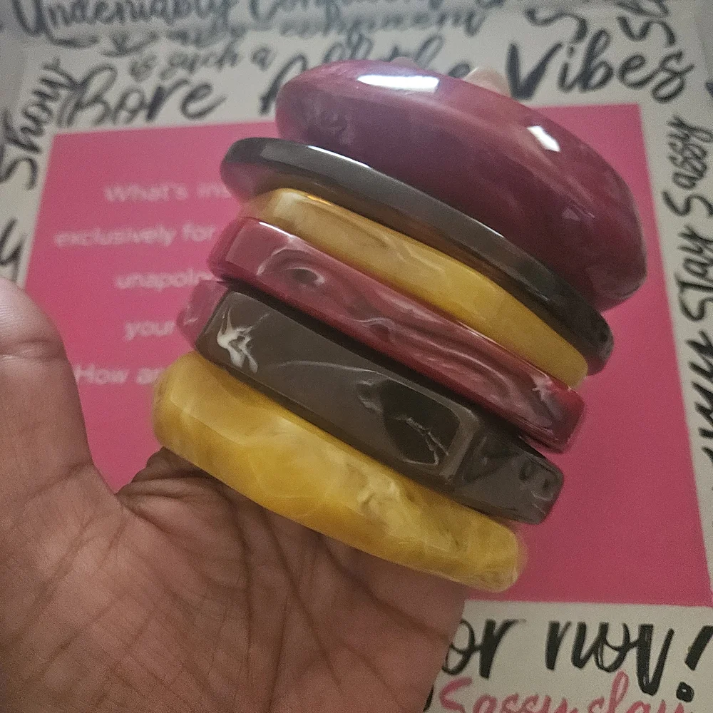 Colorful Resin Bangle Set - Picture 2 of 2